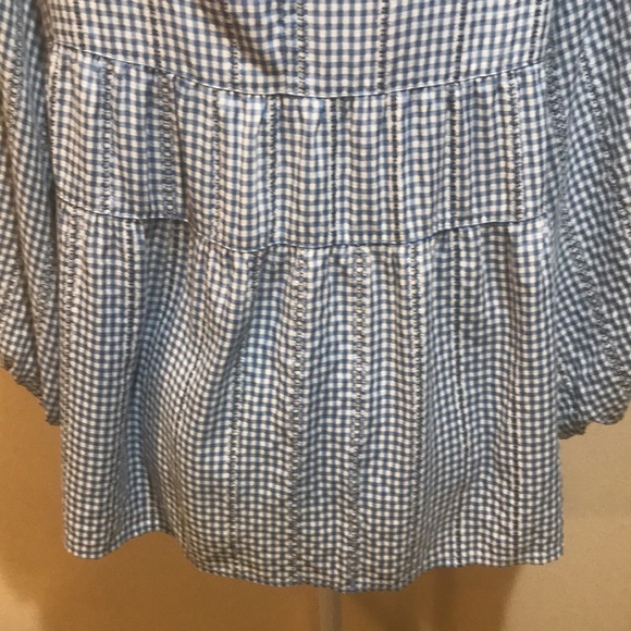 MAX Studio Blue and White Cropped Puffed Sleeved Oversized Peasant Top-M - Picture 9 of 13